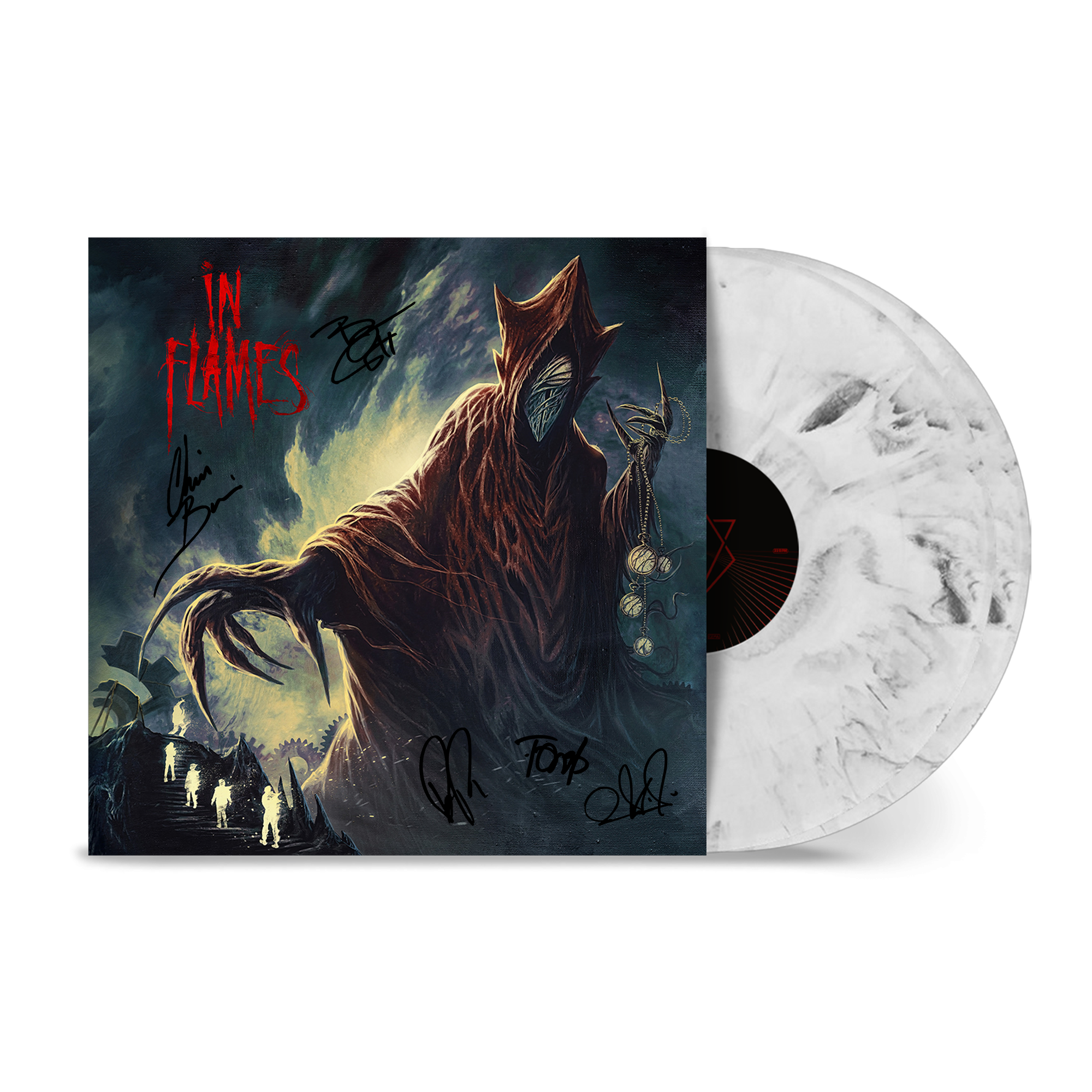 In Flames Foregone Signed Dummy UPCs  - nicht für den Verkauf!! Signed White Black Marbled Vinyl 267605